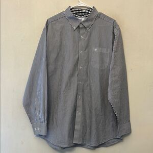 Southern Tide Blue white striped long  sleeve button down shirt Size XL EUC